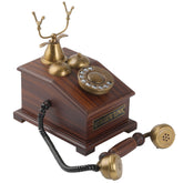 Handcrafted Brass and Wood Antique Telephone Replica Decor Anitque