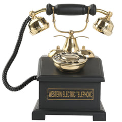 Home Decorative Antique Phone Replica - Handmade Brass and Wood Retro Style