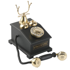 Home Decorative Antique Phone Replica - Handmade Brass and Wood Retro Style Decor Anitque