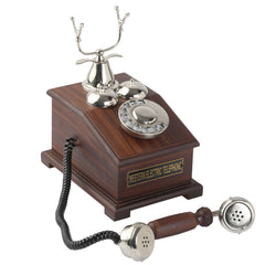 Collectible Brass and Wood Decorative Telephone - Rotary Decor Anitque