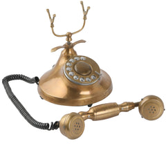 Ornamental Antique Telephone - Brass and Wood Handmade Design Decor Anitque