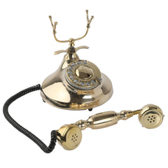 Decorative Brass and Wood Telephone Replica - Unique Model Decor Anitque