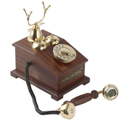 Handmade Vintage Telephone Ornament - Brass and Wood