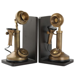 Table Decorative Book Ends Antique Finish Miniature Telephone Decor Anitque