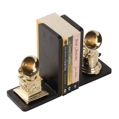 Bookend Gramophone Showpiece - Handcrafted Retro Style Classic Vintage - Brass Finish Decor Anitque