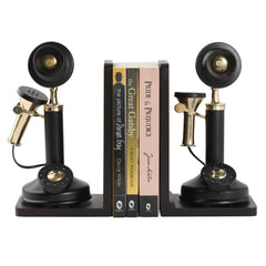Table Decorative Book Ends Black Miniature Telephone Decor Anitque
