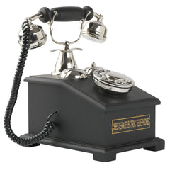 Vintage Style Brass and Wood Telephone Ornament - Masterpiece Decor Anitque