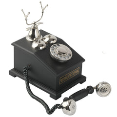 Vintage Style Brass and Wood Telephone Ornament - Masterpiece Decor Anitque