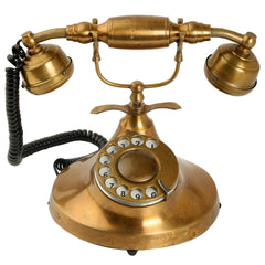 Ornamental Antique Telephone - Brass and Wood Handmade Design Decor Anitque