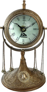 Brass Table Decorative Heavy Clock Decor Anitque