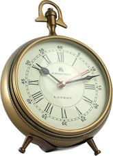 Vintage Brass Table Decorative Roman Round Clock - Antique Decor Anitque