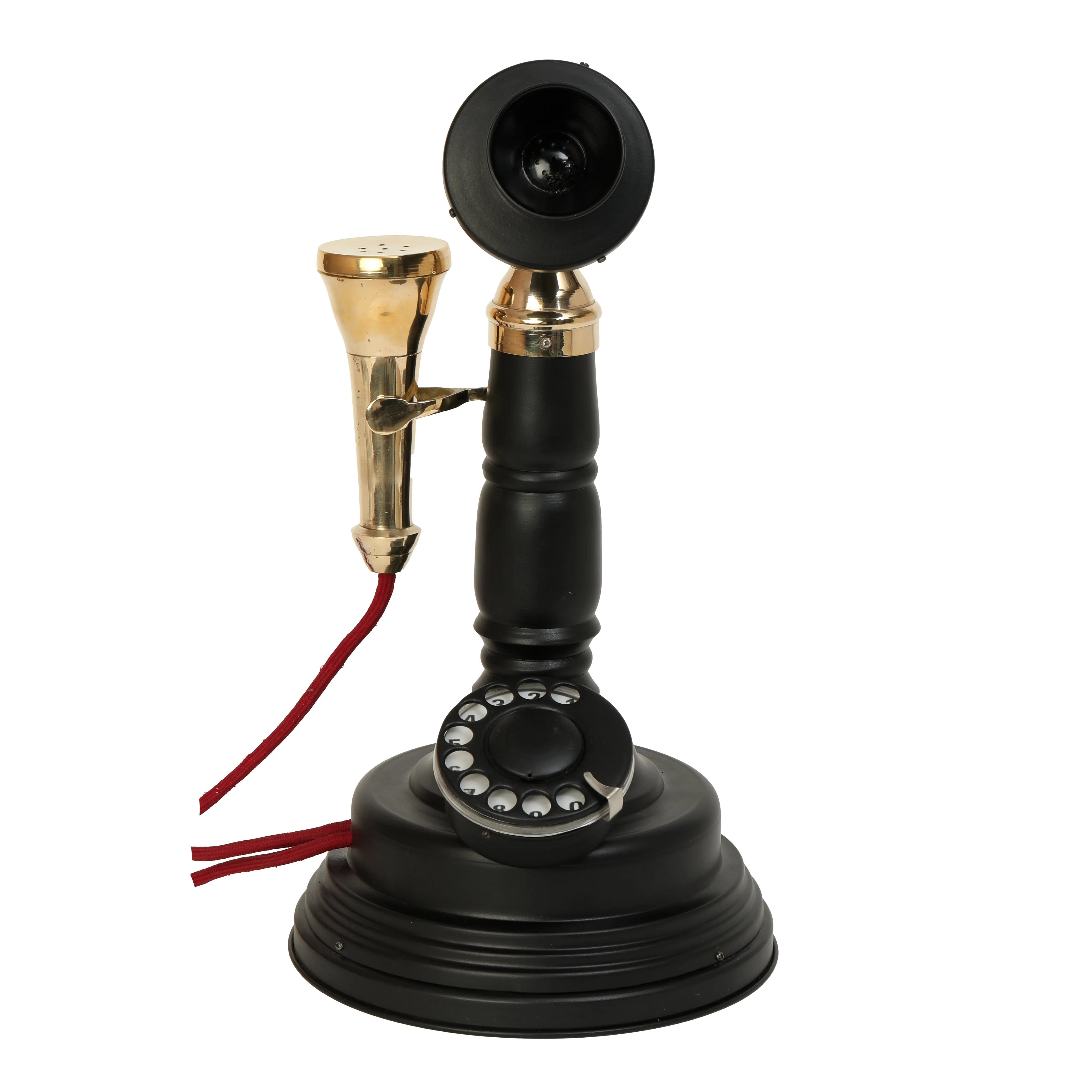 Home Decorative Shinny Brass Finish Table Top Telephone Unique Masterpiece Decor Anitque