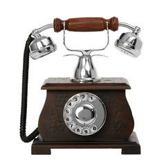 Handcrafted Unique Elegant Royal Brass and Wood Antique Phone Replica Decor Anitque