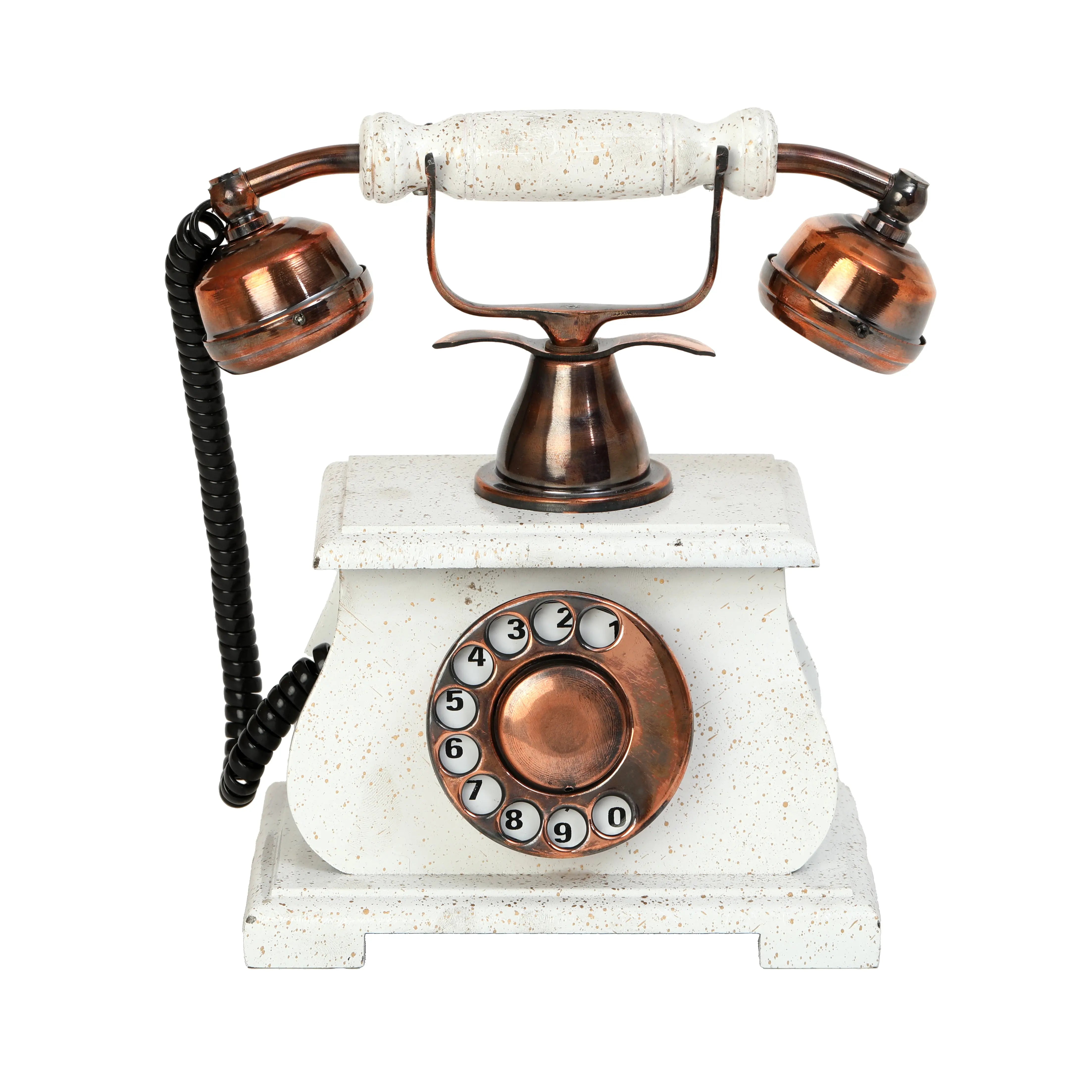 Vintage Handmade Brass and Wood Antique Telephone Royal Model Decor Anitque