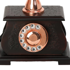 Retro Brass and Wood Ornamental Telephone - Royal Model - Copper Finish Decor Anitque