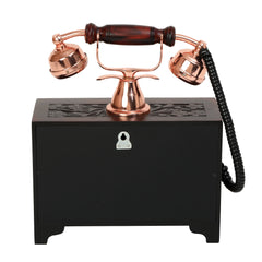 Decorative Rotary Dial Antique Telephone - Brass and Wood Replica - Copper Finish Decor Anitque
