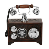 Decorative Royal Antique Telephone - Brass and Wood Replica - Chrome Finish Decor Anitque