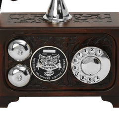 Decorative Royal Antique Telephone - Brass and Wood Replica - Chrome Finish Decor Anitque