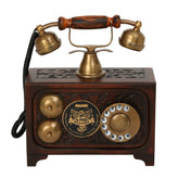 Decorative Non-Functional Antique Telephone - Brass and Wood Replica - Antique Finish Decor Anitque