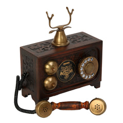 Decorative Non-Functional Antique Telephone - Brass and Wood Replica - Antique Finish Decor Anitque