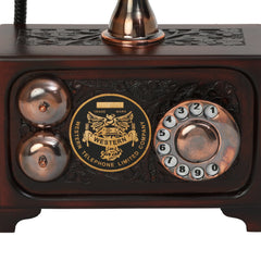 Decorative Maharaja Antique Telephone - Brass and Wood Replica - Copper Finish Decor Anitque