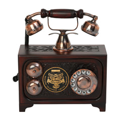 Decorative Maharaja Antique Telephone - Brass and Wood Replica - Copper Finish Decor Anitque