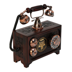 Decorative Maharaja Antique Telephone - Brass and Wood Replica - Copper Finish Decor Anitque