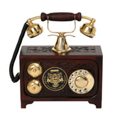 Decorative Maharaj Antique Telephone - Brass and Wood Replica - Shinny Brass Finish Decor Anitque