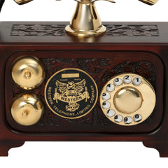 Decorative Maharaj Antique Telephone - Brass and Wood Replica - Shinny Brass Finish Decor Anitque