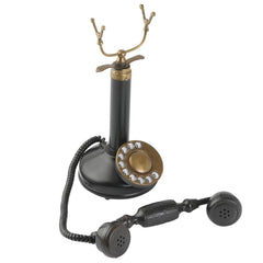 Black table telephone landline rotary dial
