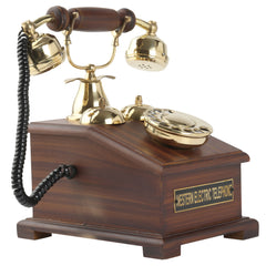 Brown wooden telephone showpiece landline halloween gifts for friends and women