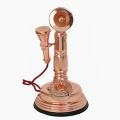 Home Decorative Copper Finish Table Top Telephone Authentic Retro Decor Anitque