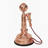 Home Decorative Copper Finish Table Top Telephone Authentic Retro Decor Anitque