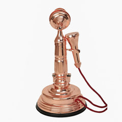 Home Decorative Copper Finish Table Top Telephone Authentic Retro Decor Anitque