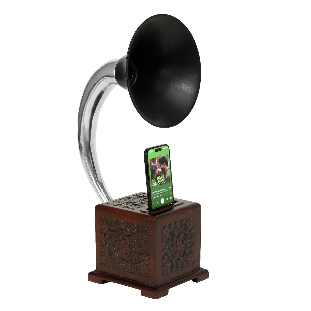 Gramophone Speaker - Black / Nickel Decor Anitque