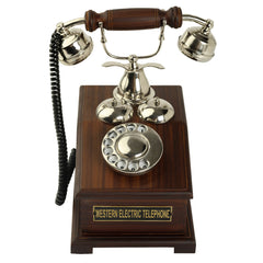 Collectible Brass and Wood Decorative Telephone - Rotary Decor Anitque