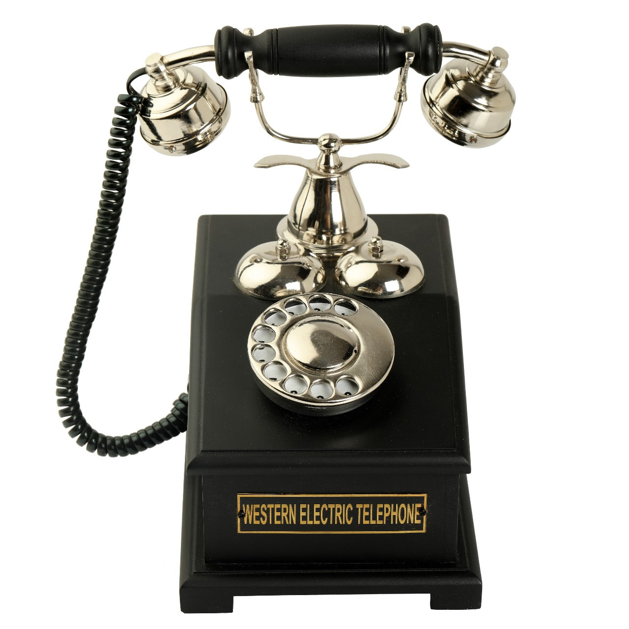 Vintage Style Brass and Wood Telephone Ornament - Masterpiece