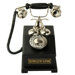 Vintage Style Brass and Wood Telephone Ornament - Masterpiece Decor Anitque