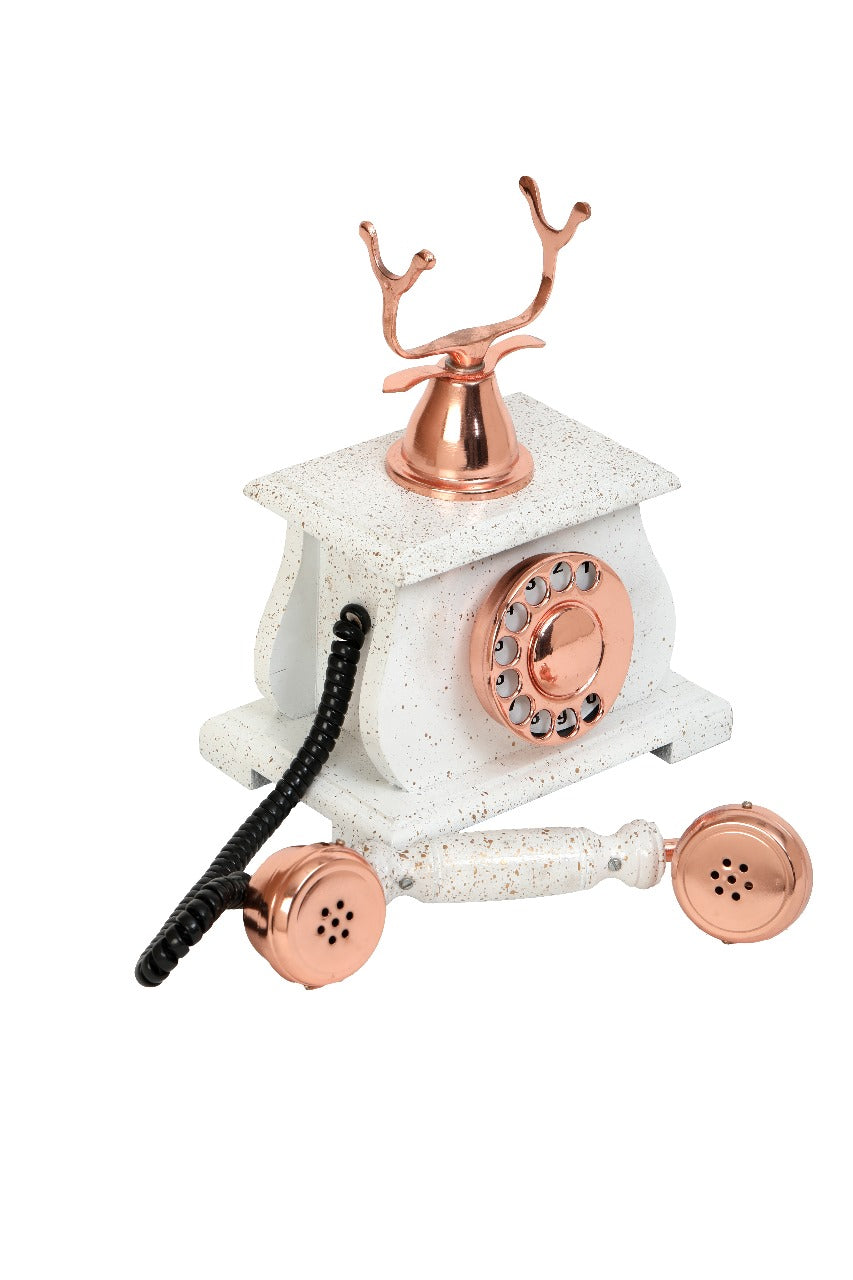 Artisan-Made Decorative Telephone - Brass and Wood Vintage Replica - SHOWPIECE ONLY
