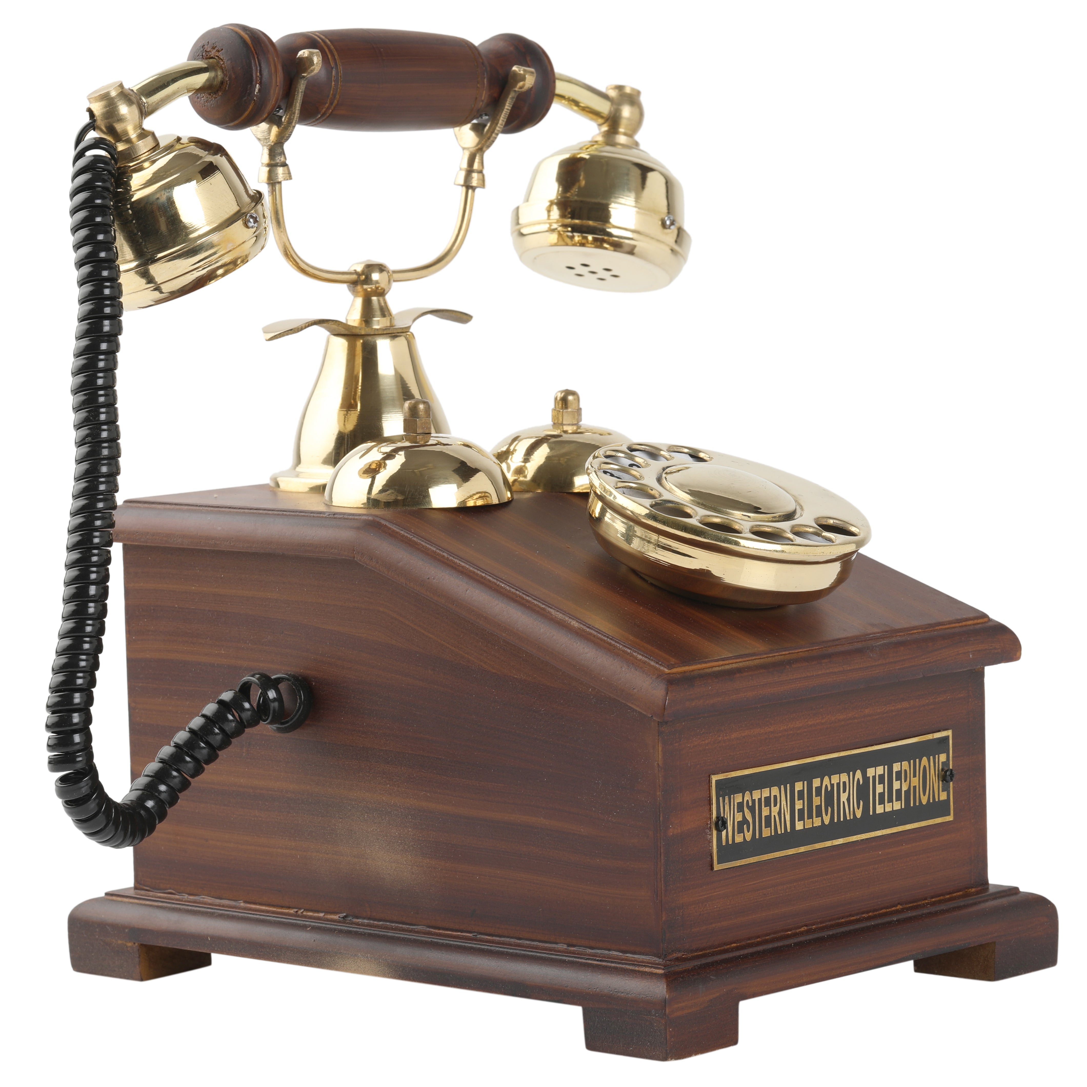 Brown wooden telephone showpiece landline halloween gifts for friends and women 