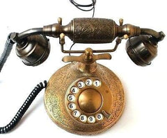 Vintage Telephone Embosed design working Brass
